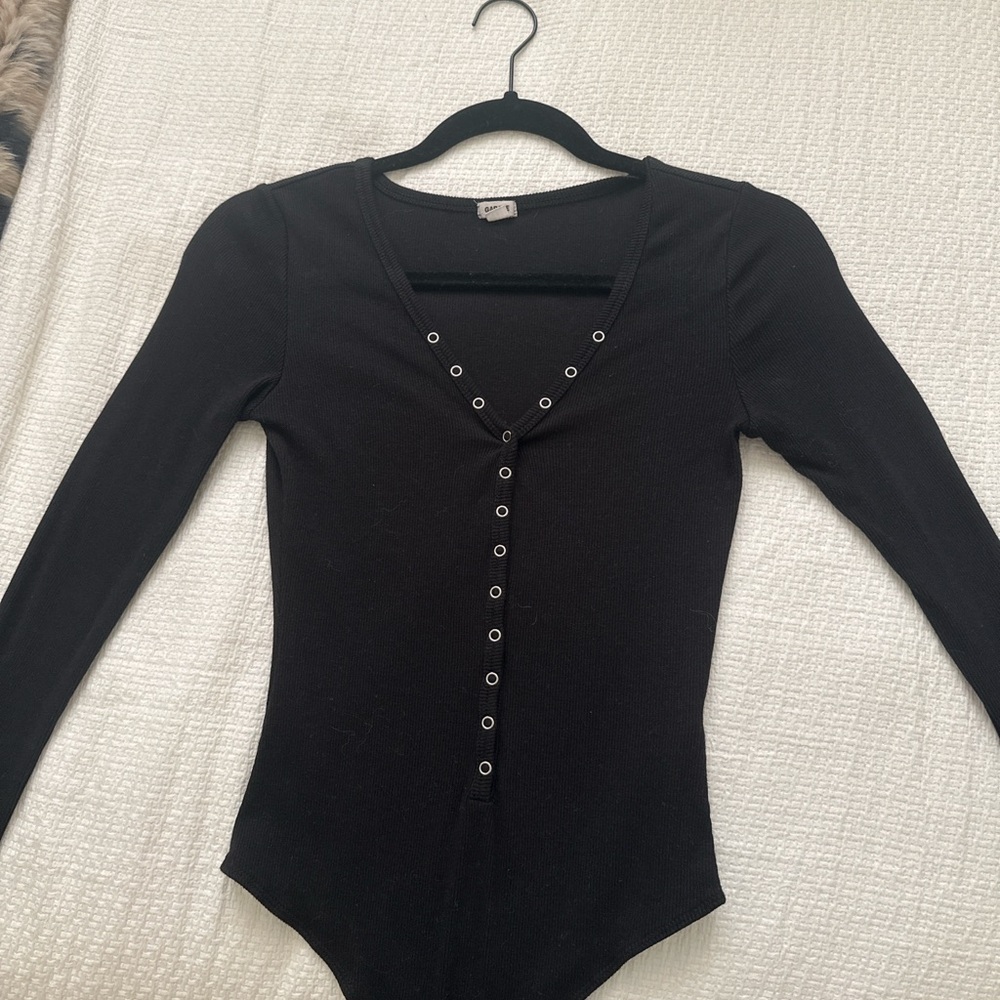 Garage Black Button-Down Bodysuit